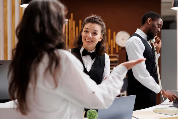 Vomyra AI voice agent handling a hotel booking
